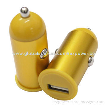 Colorful 1A Mini USB Car Chargers with Aluminum Shell, 12-24V DC Input